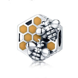 925 Sterling Silver Personalized Bee Hive Bracelet Charm - Front View