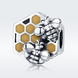 925 Sterling Silver Personalized Bee Hive Bracelet Charm - Side View