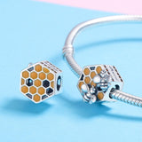925 Sterling Silver Personalized Bee Hive Bracelet Charm - Rear View