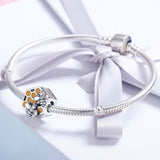 925 Sterling Silver Personalized Bee Hive Bracelet Charm - Close-Up Angle