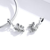 925 Sterling Silver Rooster Pendant For Diy Bracelets - Top-Down View