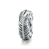 925 Sterling Silver Boho Feather Beads For Diy Bracelets - Front View