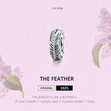 925 Sterling Silver Boho Feather Beads For Diy Bracelets - 45-Degree Angle