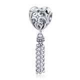 925 Sterling Silver Love Heart Beads - Front View