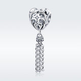 925 Sterling Silver Love Heart Beads - Side View
