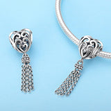 925 Sterling Silver Love Heart Beads - Rear View