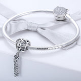 925 Sterling Silver Love Heart Beads - Close-Up Angle