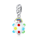925 Sterling Silver Rainbow Glaze Pendant For Diy Bracelets & Necklaces - Front View