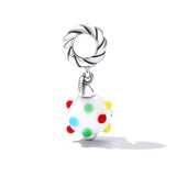 925 Sterling Silver Rainbow Glaze Pendant For Diy Bracelets & Necklaces - Side View