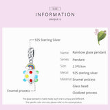 925 Sterling Silver Rainbow Glaze Pendant For Diy Bracelets & Necklaces - Top-Down View