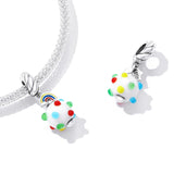 925 Sterling Silver Rainbow Glaze Pendant For Diy Bracelets & Necklaces - Rear View