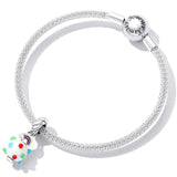 925 Sterling Silver Rainbow Glaze Pendant For Diy Bracelets & Necklaces - Close-Up Angle