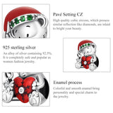 925 Sterling Silver Christmas Bear Charm For Diy Bracelets & Necklaces - Top-Down View