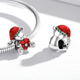 925 Sterling Silver Christmas Bear Charm For Diy Bracelets & Necklaces - 45-Degree Angle