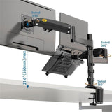 Full Motion Dual Arm Clamp for 22-32 Inch Lcd Tv Monitor Desk Holder with Gas Spring - Side View