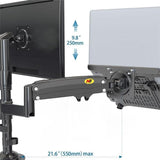 Full Motion Dual Arm Clamp for 22-32 Inch Lcd Tv Monitor Desk Holder with Gas Spring - 45-Degree Angle