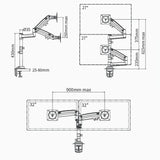 Full Motion Dual Arm Clamp for 22-32 Inch Lcd Tv Monitor Desk Holder with Gas Spring
