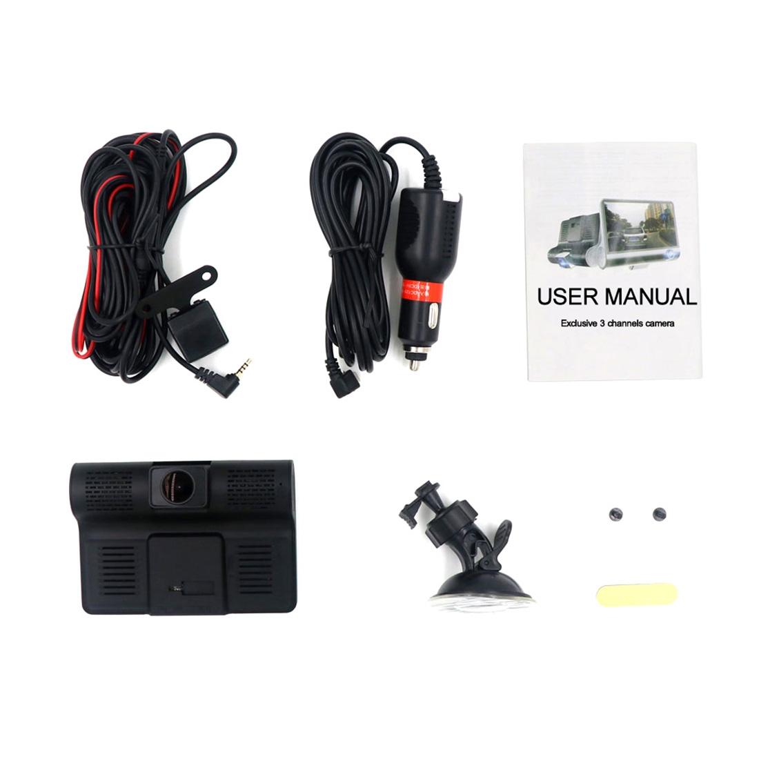 Full Hd 1080p 3-channel Car Dvr with 4 Ips Screen 5mp Camera and 170 Degree Wide Angle