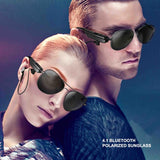Wireless Bluetooth Sunglasses with Music Earphones and Mic - Low Angle