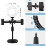 Horizontal Dual Phone Brackets Desktop Ring Light Kit - 4.7 Inch - Side View