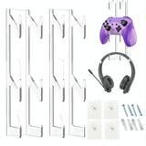 Acrylic Game Controller and Headphone Wall Mount - Set of 2 - Front View