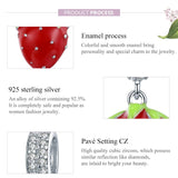 925 Sterling Silver Beaded Strawberry Pendant For Diy Bracelets - Front View