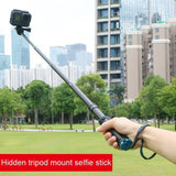 Foldable Tripod Selfie Stick for Action Cameras - 23.5-81cm Length - Top-Down View