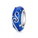 925 Sterling Silver Blue Star Beaded Bracelet Charms - Front View