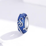 925 Sterling Silver Blue Star Beaded Bracelet Charms - Side View