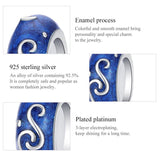 925 Sterling Silver Blue Star Beaded Bracelet Charms - 45-Degree Angle