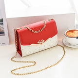 Sequined Messenger Shoulder Bag For Women Beige - White With Pendant - Close-Up Angle