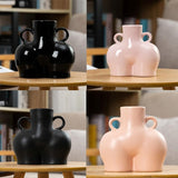Large Bright Black Ceramic Vase for Home Decor and Dried Flower Arrangements