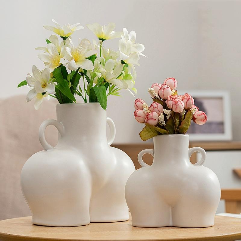 Large Bright Black Ceramic Vase for Home Decor and Dried Flower Arrangements