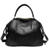 Black Leather Single Shoulder Messenger Bag For Women L - Front View
