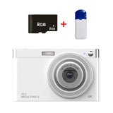 4k 8x Optical Zoom Telescopic Lens Digital Camera with Card Reader & 8g - White - Front View