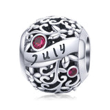 925 Sterling Silver Diy Birthstone Bracelet / Necklace Set July Style - July - Front View