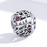 925 Sterling Silver Diy Birthstone Bracelet / Necklace Set July Style - July - Side View