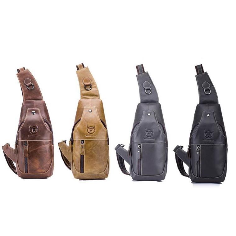Retro Leather Crossbody Chest Bag Yellow + Buckle