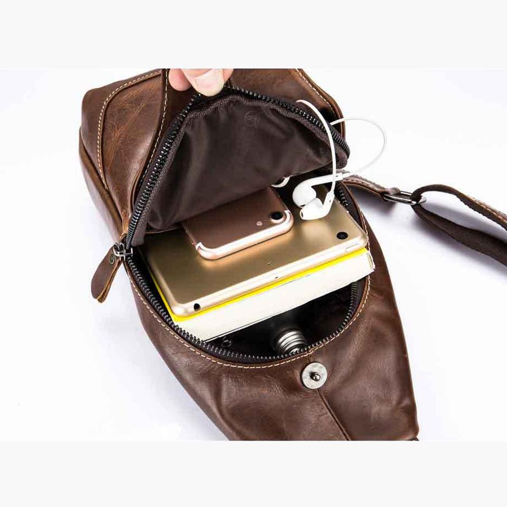 Retro Leather Crossbody Chest Bag Yellow + Buckle