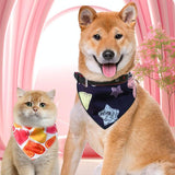 Cute Pet Triangle Towel Bib Cartoon Cats And Dogs Drool Towel Scarf - 07 - Top-Down View