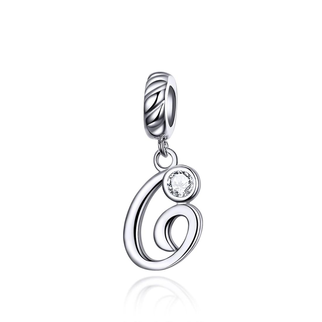 925 Sterling Silver Personalized Letter Pendant For Diy Bracelets & Necklaces Style - G
