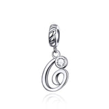 925 Sterling Silver Personalized Letter Pendant For Diy Bracelets & Necklaces Style - G - Front View