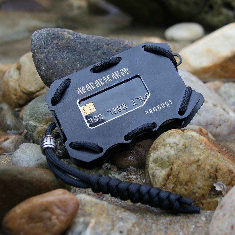 Rfid Metal Card Holder With Bottle Opener Black Brushed Edc Wallet