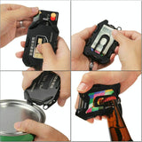 Rfid Metal Card Holder With Bottle Opener Black Brushed Edc Wallet - Close-Up Angle