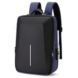 Hard Shell Backpack Alloy Frame Anti-theft Computer Bag for Men Blue - Front View