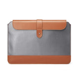 11-12 Inch Microfiber Notebook Liner Bag - Horizontal Gray & Brown - Front View