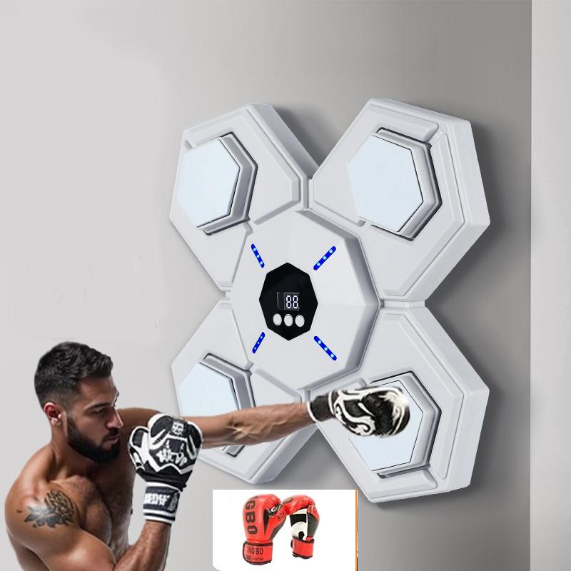 Rechargeable Bluetooth Boxing Machine With Adult & Child Gloves - Blue - With Child Gloves Blue