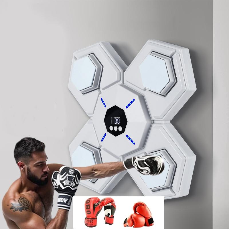Rechargeable Bluetooth Boxing Machine With Adult & Child Gloves - Blue - With Child Gloves Blue