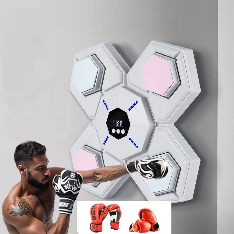 Rechargeable Bluetooth Boxing Machine With Adult & Child Gloves - Blue - With Child Gloves Blue