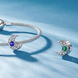 925 Sterling Silver Temperature Sensitive Moon Bead Bracelet - Close-Up Angle